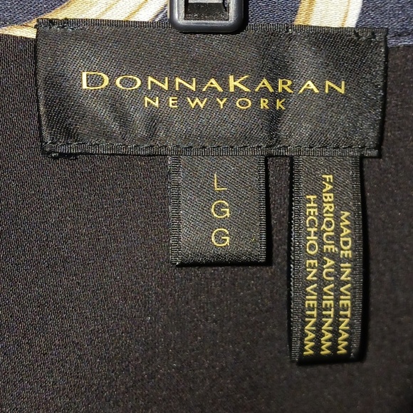 Donna Karan New York short sleeve blouse, cream/taupe/brown, unique, size L - Picture 4 of 8